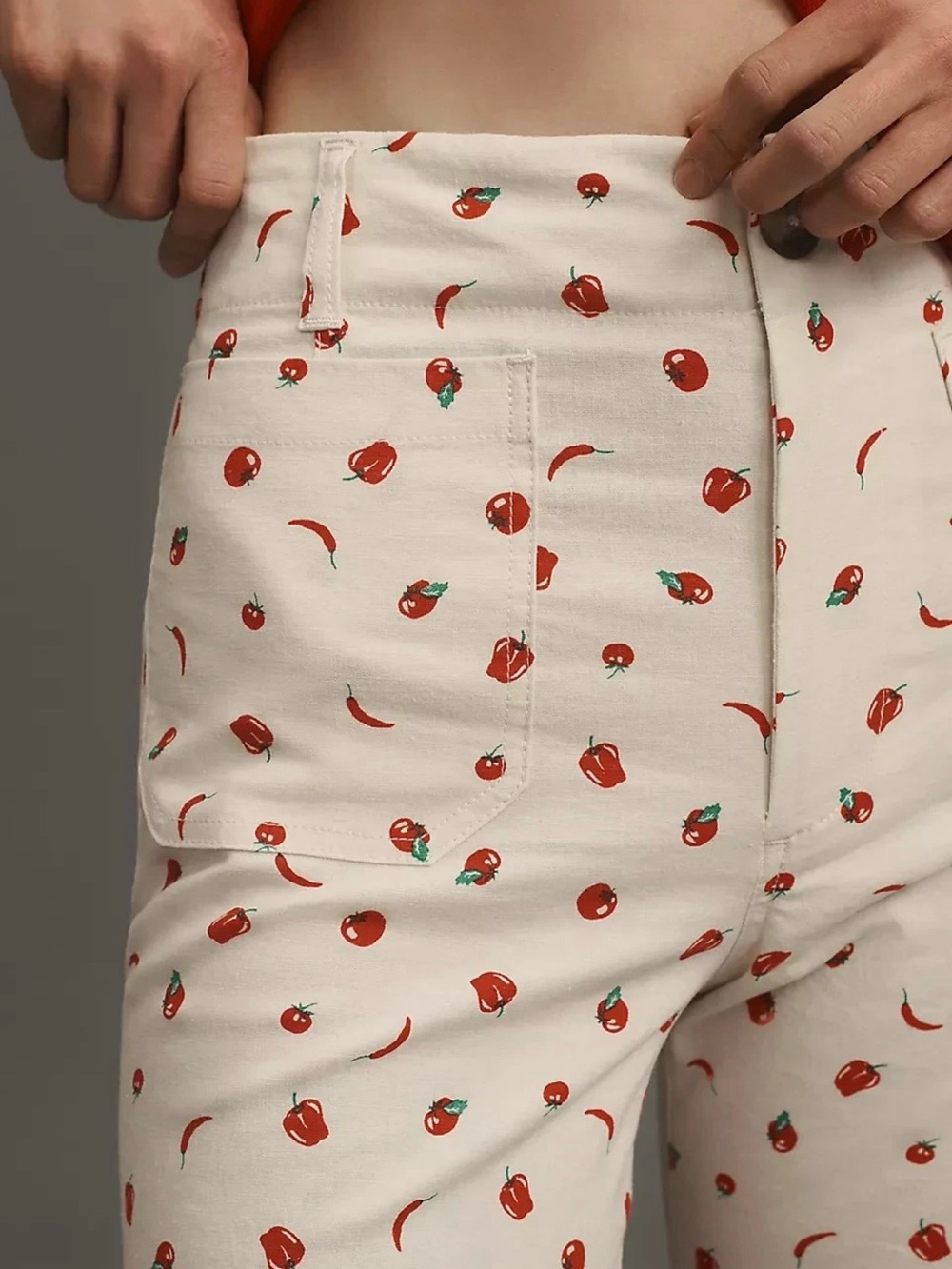 Anthropologie Colette Linen Pants Crop Wide Leg Maeve Peppers Tomato Sz 24 NEW